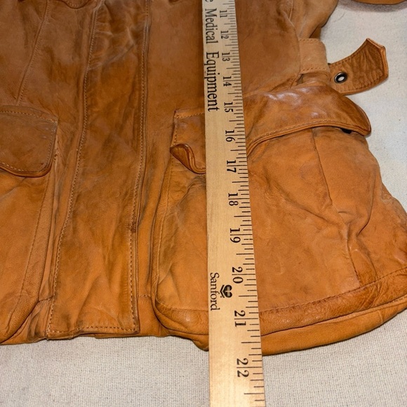Banana Republic soft Leather Aviator Bomber Jacket Tan Juniors SzXS Y2K - Picture 14 of 16